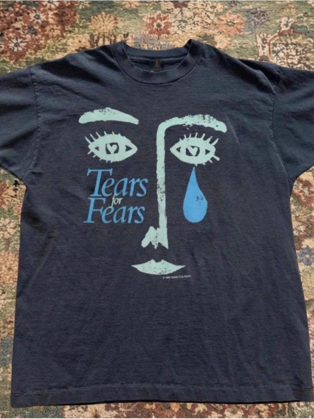 Gildan Black Tears for Fears Graphic Tee with Light Blue & Aqua Print